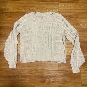 Cato C Est. 1946 Chunky Cable Knit Sweater in Cream, Natural White, Size Large